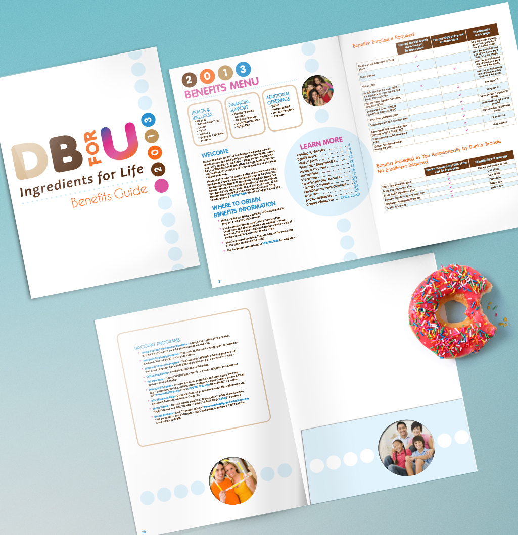 Dunkin' Donuts benefits guide with folder