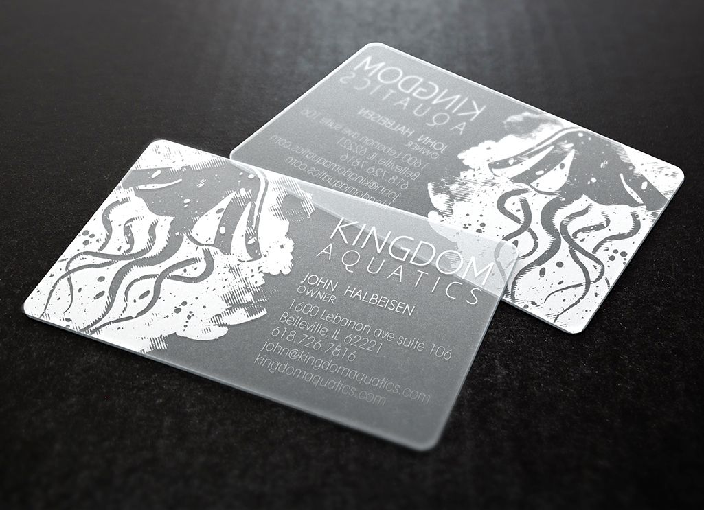 Kingdom Aquatics branding corporate identity frosted business cards